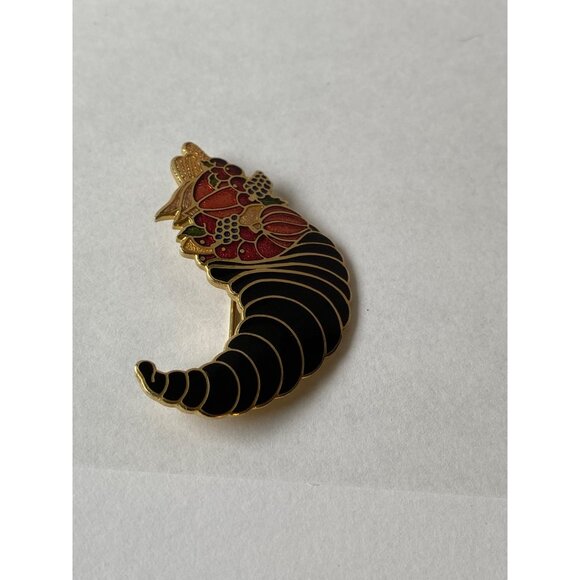 Crown Fish Cornucopia-Style Enamel Pin With Vibrant Fruit & Gold-Tone Details J0 - Picture 9 of 10